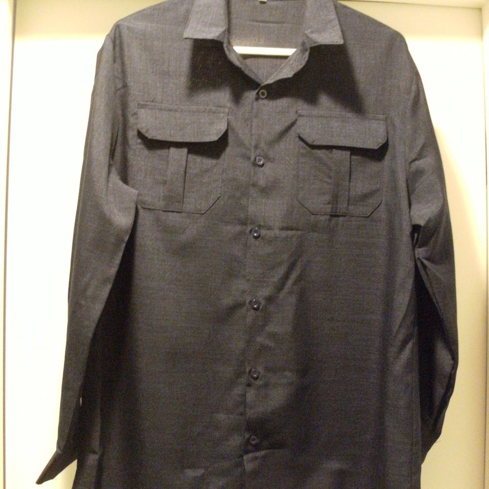 Men's Navy Polyester Shirt